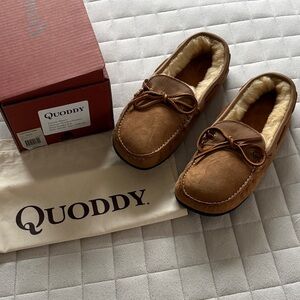 Quoddy Men's Tan Moccasin Slipper/ Leather Loafers - Chestnut